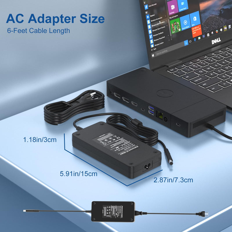 180W Adapter Charger Compatible with Dell Dock D6000 Docking Station | For Dock D6000/6000S Power Cord/Thunderbolt WD19 WD19S WD19TB WD22TB4 WD15 WD25 SD25 TB16 TB15 Docking Station Power Adapter