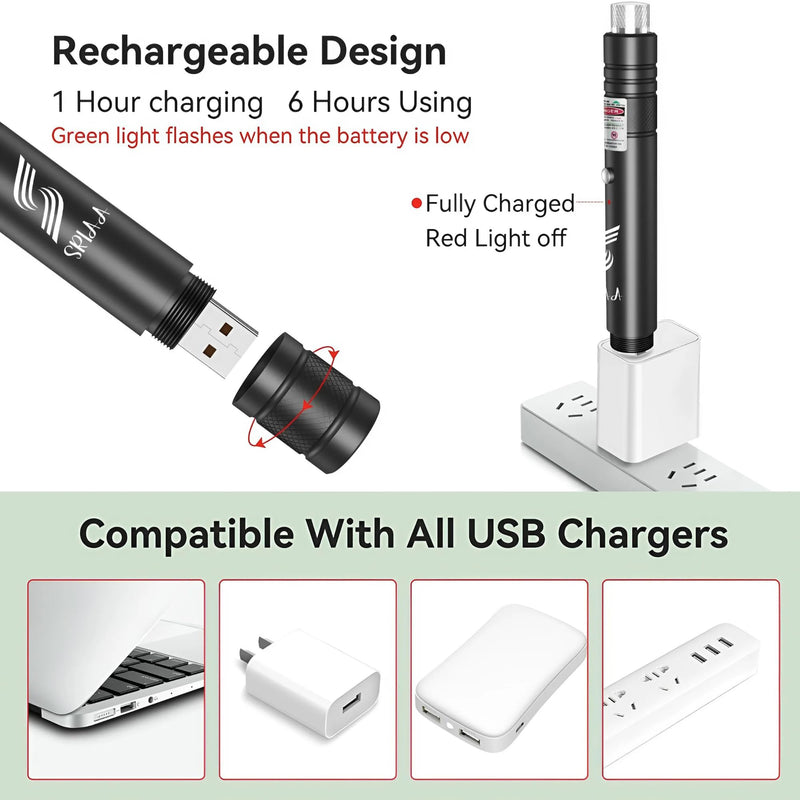 2 Pack Green and Red USB Rechargeable Presentation Pointer – Perfect for Presentations, Classroom, and Conference Use