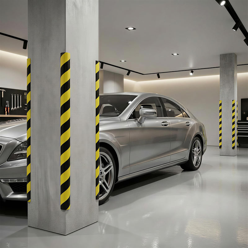 Wall Corner Guards Edge Protector | 16.4 ft | Yellow & Black Warning Stripes | High-Density NBR Foam | Self-Adhesive Bumper for Garage/Warehouse 1