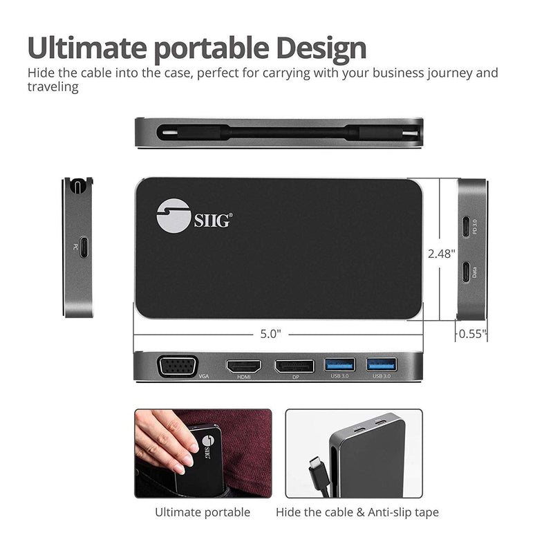 SIIG 4K USB-C MST Laptop Docking Station Thunderbolt 3 Compatible with 100W PD Supports Windows & Chromebooks, Mac M1/M2/M3 Pro/Max for Single Extend Video Output only