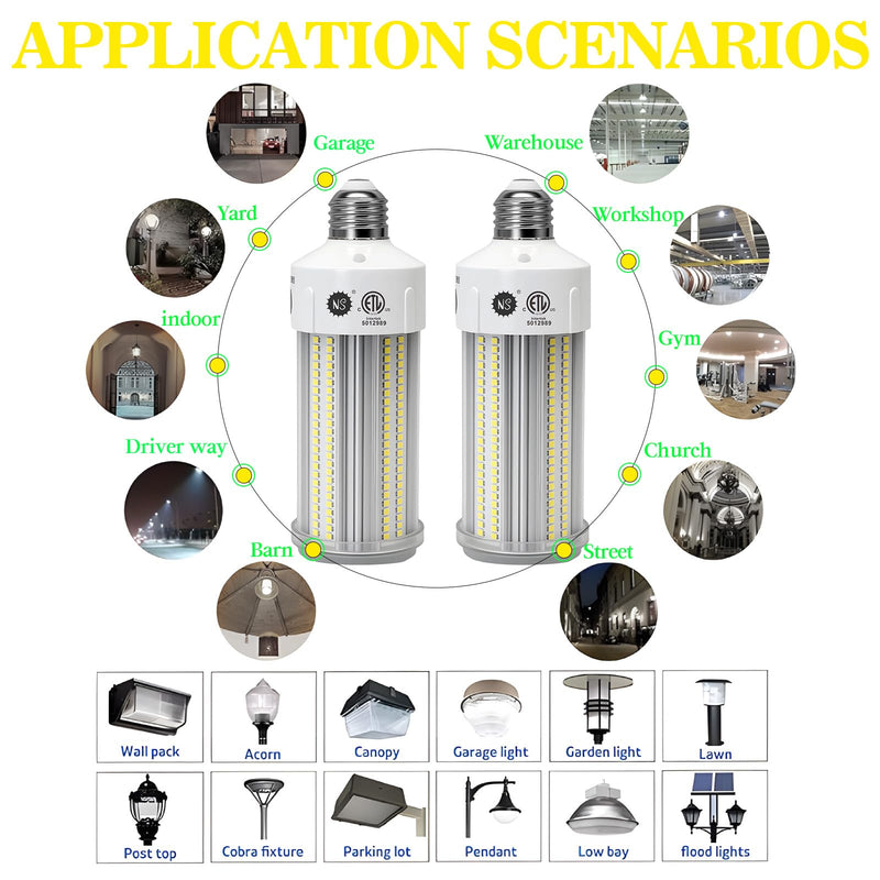 NS LED Corn Light Bulbs 9000 Lumens Super Bright (600W Equivalent), A19 60W E26 5000K Daylight, Energy Saving 90%, Non-Dimmable (1-Set)-for Home Workshop 60w White