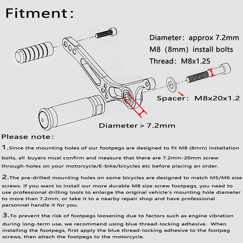 Universal Motorcycle Bicycle Folding Foot Pegs 90 Degree Foldable Electric Motorbike Ebike For Super73 S2/ZX/RX/R/S Passenger Footrests Rearsets Rear Set Footpegs foot Rest Pedals M8 Install Bolts Black-Foldable
