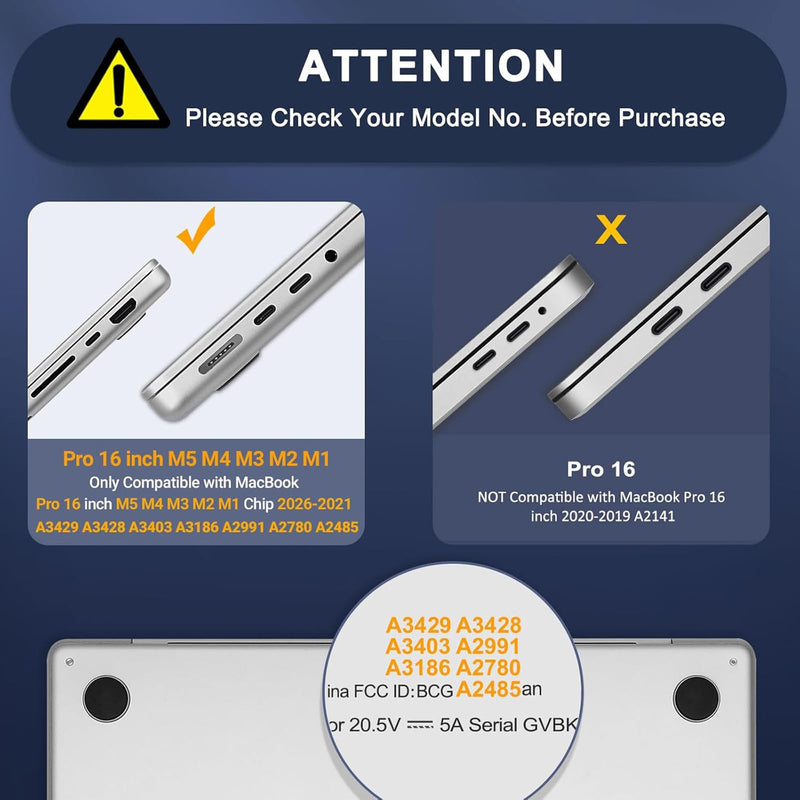 MOSISO Compatible with MacBook Pro 16 inch Case M5 M4 M3 M2 M1 2026-2021 | 3 in 1 Kit Reinforced Shock-Absorbing Hard Shell Case Cover for A3429 A3428 A3403 A3186 A2991 A2780 A2485, Matte Clear