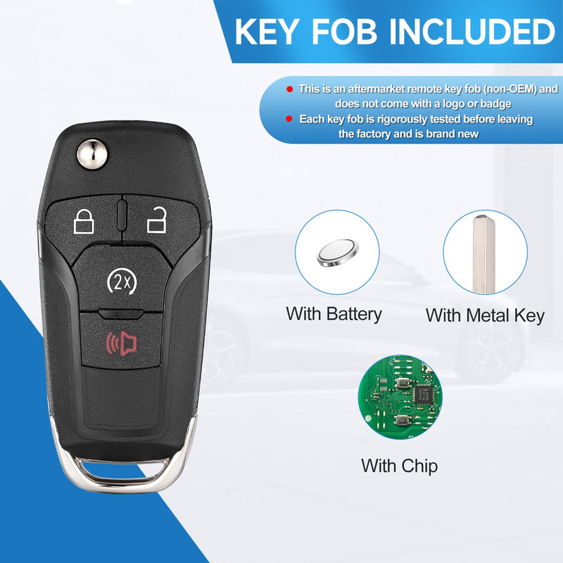 2Pcs Smart Key Fob Replacement Remote fits for Ford F-150 2015-2024 F-250/F-350/F-450/F-550 2017-2024 Ranger 2019-2022 Bronco 2021-2022 Car Keyless Entry Remote N5F-AO8TDA 902Mhz 49