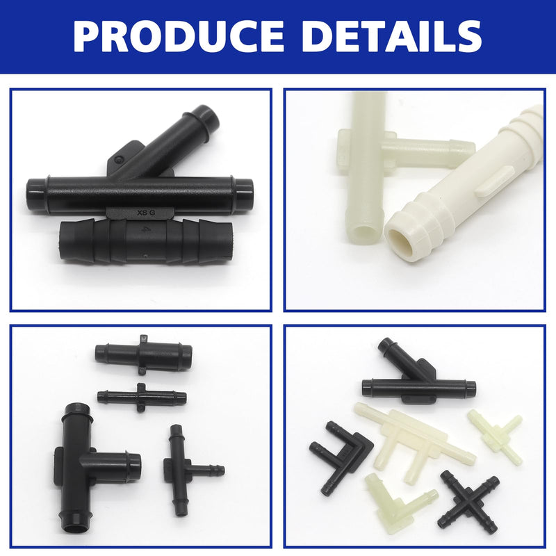 34 Size 165 PCS Automotive Vacuum Tubing Connector Vacuum Tee Connector Assortment Kit 1/8" 3/16" 1/4" 5/16" 3/8"