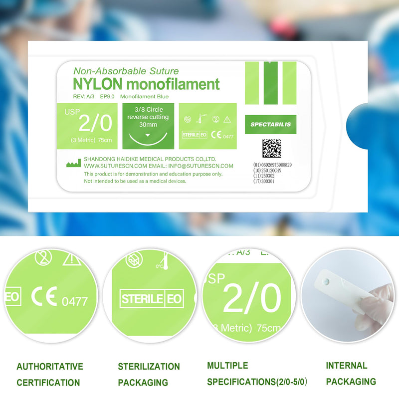 Nylon Suture Practice Thread and Needles for Medical Students Training Only (Pack of 20)