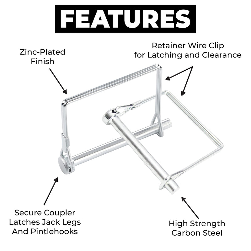 Pack of 10 Trailer Pins – 2-3/4" x 1/4" (L x W) – Featuring Trailer Hitch Pins, Shaft Locking Coupler Pins, PTO Pins and Lock Pins for Farm Trailers Towing, Lawn Equipment and Hitches