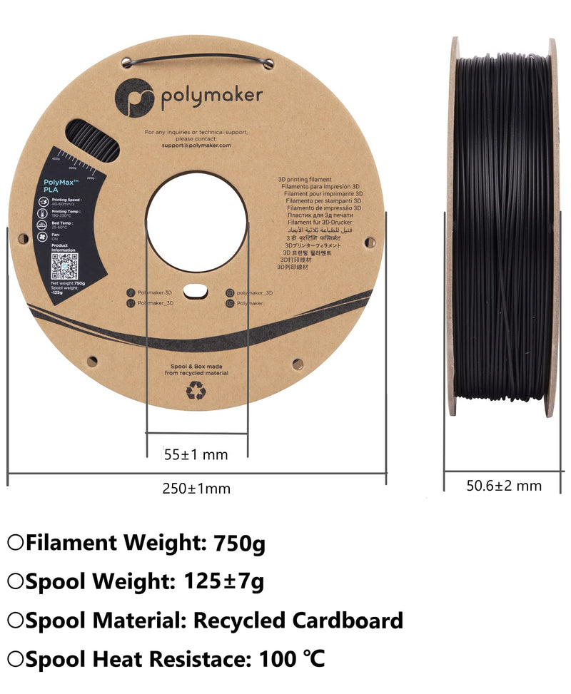 Polymaker Break Away Support Material for 1.75mm PLA Filament, 0.75kg Spool - PolySupport 3D Printer Support Filament Easy Support Removal 750g Break Away Support Material for 1.75mm PLA