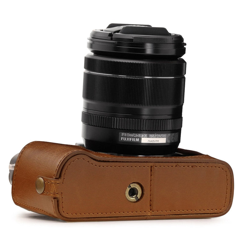 MegaGear Ever Ready Leather Camera Half Case and Strap Compatible with Fujifilm X-T30, X-T20, X-T10 Light Brown