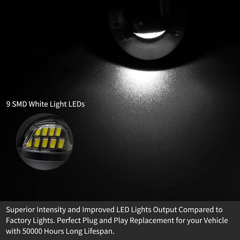 Full LED License Plate Light Tag Lamp Assembly Compatible with Ford F-150 F-250 F-350 F-450 F-550 Super Duty Explorer Expedition Ranger Excursion Bronco Truck Pickup Black Old