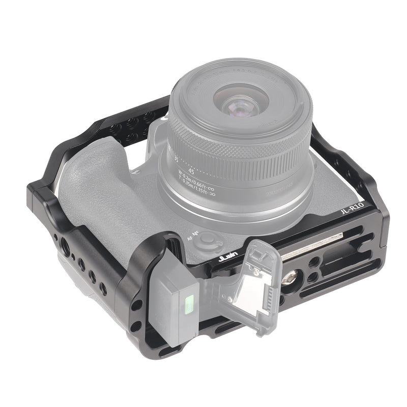 Camera Cage for Canon EOS R10, Built-in NATO Rail | Cold Shoe, Arca-Swiss Quick Release Plate, ARRI 3/8"-16 & 1/4"-20 Threaded Holes for Tripod Gimbal Stabilizer