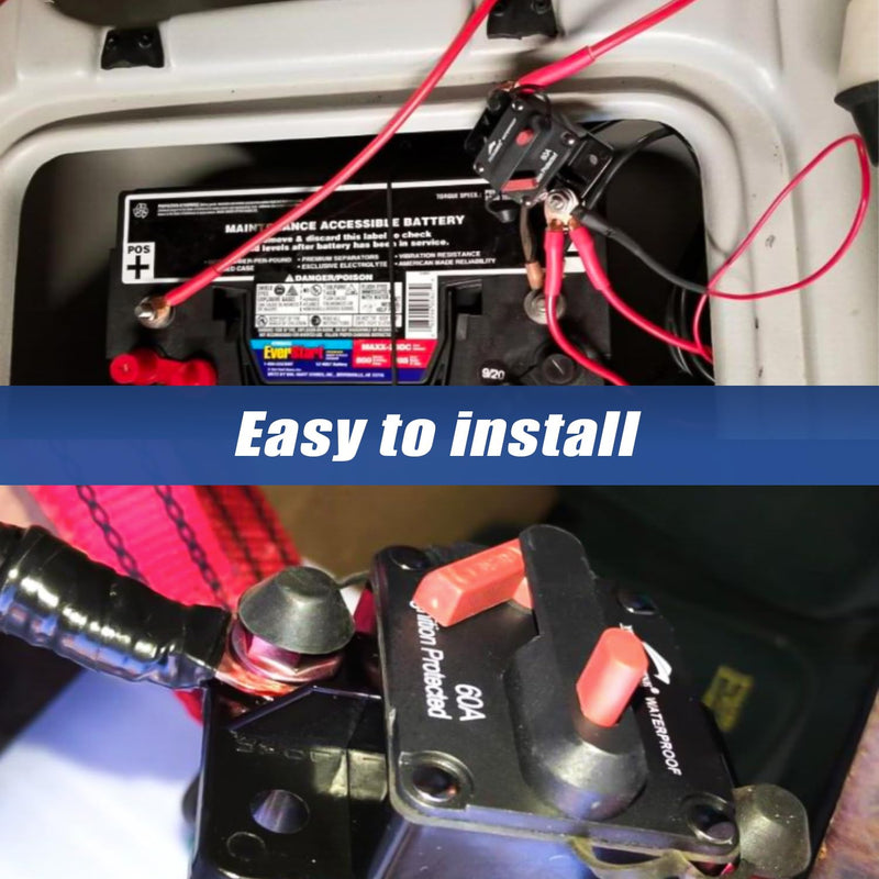 Young Marine Circuit Breaker for Boat Trolling with Manual Reset,Water Proof,12V- 48V DC Surface Mount-60A