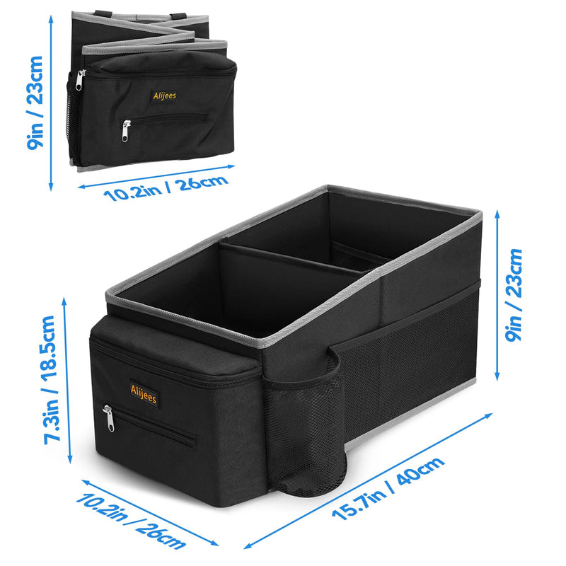 Car Seat Organizer - Backseat Car Organizer with Cup Holders, Car Storage Organization for Front Back Passenger Seat, Road Trip Essentials Kids for Travel Car Accessories, Black