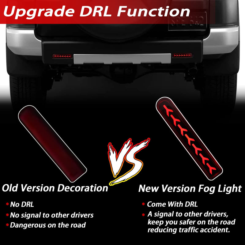 Red Housing Full LED Rear Bumper Reflector Fog DRL Kit for Toyota FJ Cruiser 2007-2023, Function as Dynamic Sequential Turn Signal Lights，Daytime Running Light,Brake Light Kit (Red) Red