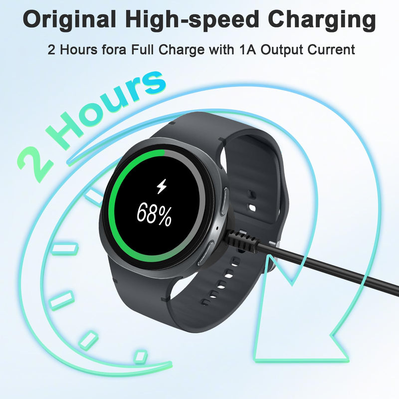2Pack 3.3ft for Samsung Watch Charger with Dual USB-A Ports Wall Charger | Upgrade Magnetic Fast Charging for Galaxy Watch 8/8 Classic/7/6/6 Classic/5/5 Pro/4/4 Classic/3/FE. Ultra, Active 1/2 3.3 Feet
