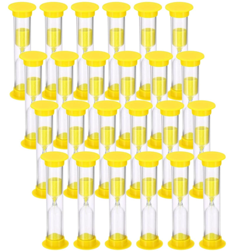 2 Minute Sand Timer, Acrylic Covered Hourglass Count Down Sand Clock Timer for Classroom, Games, Brushing Teeth, Exercising, Yellow (Pack of 48)