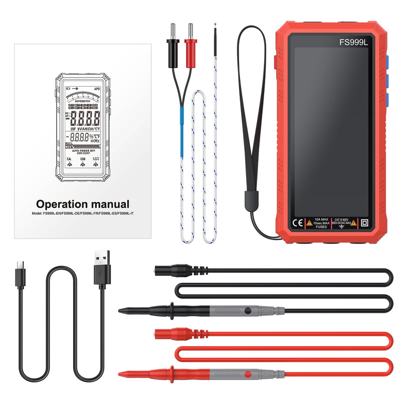 Proster USB C Rechargeable Smart Multimeter with 5.0 Inch Color Screen - 6000 Count Smart Multi Testers, True RMS Autoranging Multimeter, NCV Capacitance, CAT III 600V Safety