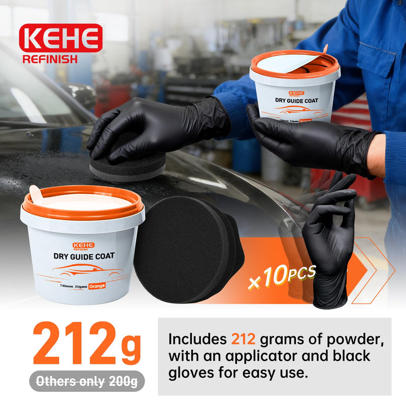 7.5 oz(212g) Orange Dry Guide Coat Auto Body,Ultra-Fine Sanding Powder Coat Kit-Efficiently Detects Sanding Scratches, Pinholes in Body Fillers,Repairs Surface Imperfections and Dents Orange Coat