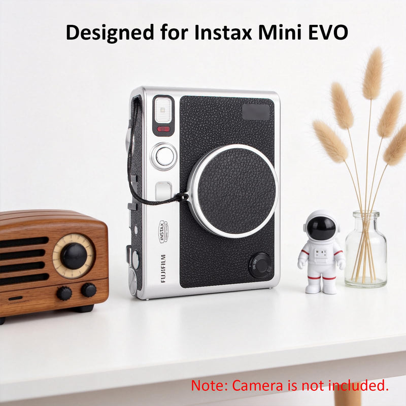 MUZIRI KINOKOO Lens Cap for Instax Mini EVO Camera - with Anti Loss Rope,Aluminium Alloy Retro Design & Soft Flocking Internal,Dustproof Anti-Scratch Lightweight Portable EVO Camera Accessorie-Black Black NEW