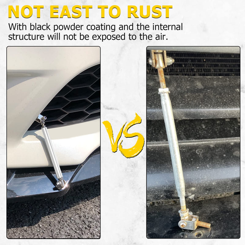 AUXMART 2PCS Splitter Rods, 8"-11"Adjustable Splitter Strut Rods Front Splitter Support Rods, Bumper Lip Splitter Diffuser Strut Rod Universal Tie Support Bars, Silver 8" - 11"