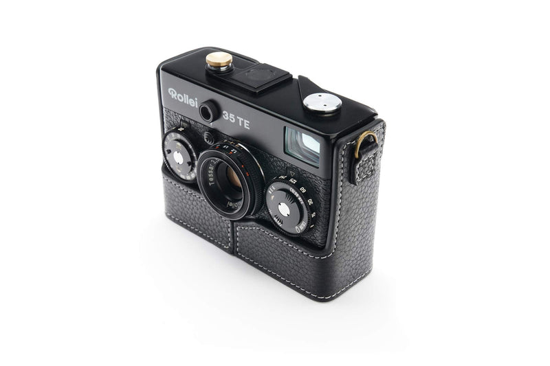 Rollei 35/35S/35T/35TE/35SE Case, BolinUS Handmade Genuine Real Leather Half Camera Case Bag Cover for Rollei 35/35S/35T/35TE/35SE Camera with Hand Strap (Black) Black