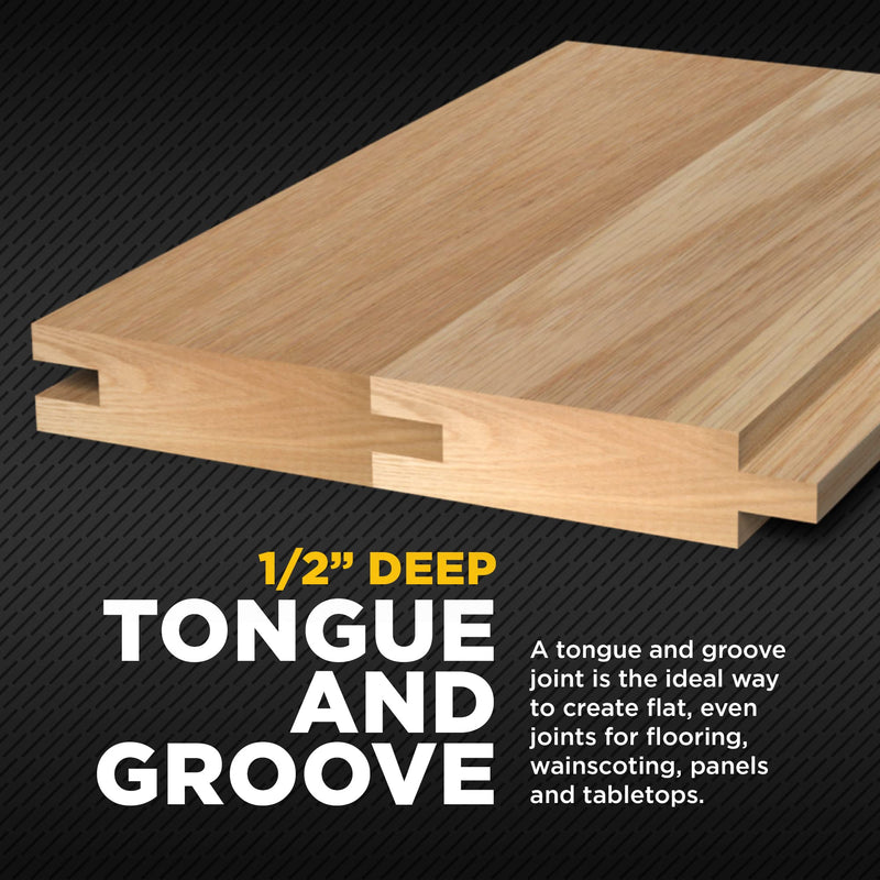 YONICO Tongue and Groove Router Bits Set for 3/4-Inch Stock 1/2-Inch Cutting Depth 1/4-Inch Tongue 2 Bit 1/2-Inch Shank 15221 Up to 3/4" Stock - 1/2" Depth - 1/2" Shank
