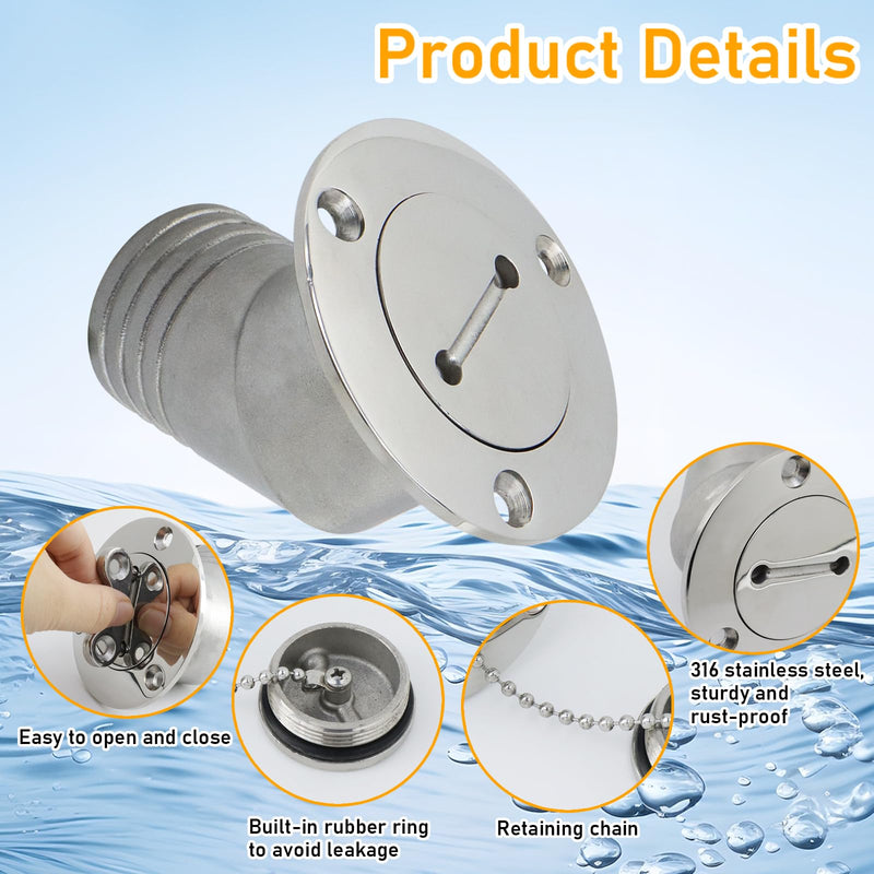 Boat Deck Fill/Filler 1-1/2"(38mm) Water Deck Fuel Filler Angled Neck 316 Stainless Steel Hardware with Key for Boat Yacht Caravan (Universal) Universal