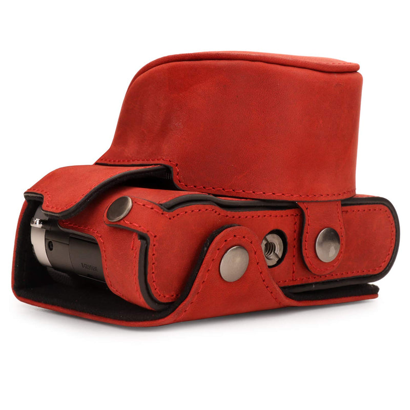 MegaGear MG1699 Ever Ready Genuine Leather Camera Case Compatible with Leica D-Lux 7 - Red