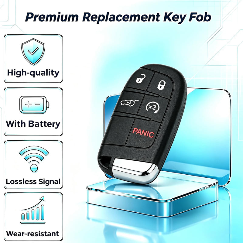 Replacement Remote Key Fob Fits 2014-2022 Jeep Grand Cherokee Dodge Durango | Slash Dealer Costs.stable signal,Fast Response & Durable ABS.1:1 OEM Match.smooth keyless entry,M3N40821302 keyless remote