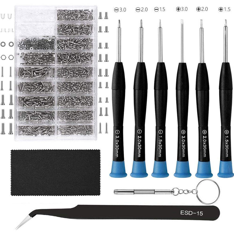 Eyeglasses Repair Kit, HKIDEE Sunglasses Repair Kit with 1000PCS Eyeglass Screws and 6 Pcs Screwdrivers Tweezer for Glasses, Sunglass, Watch Clock Spectacle Repair