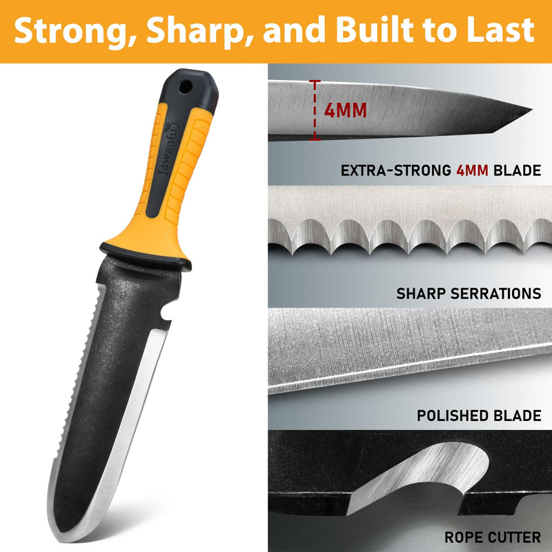 Hori Hori Garden Knife with Sheath, Heavy-Duty 7" Stainless Steel Blade, Multi-Purpose Gardening Tool for Digging & Weeding, Ergonomic Handle, Father day gifts