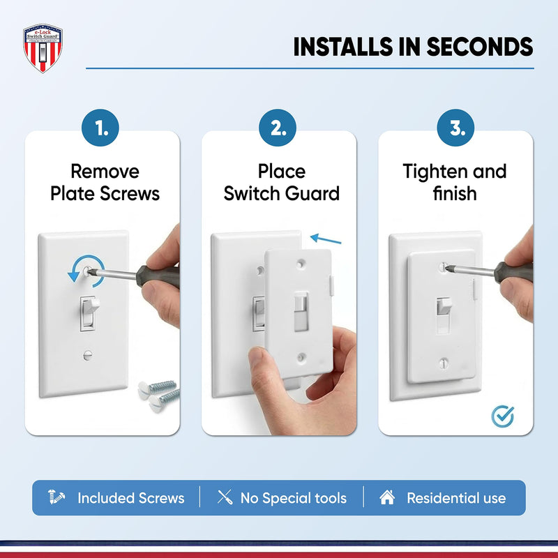 eLock Switch Guard for Toggle Switches | Child Proof Light Switch Lock with ON/OFF Push Button | Made in USA | Protect Devices, TV's, Security Camera, Gas Fireplace | Safety Cover | Ivory | 2 Pack 2 Count