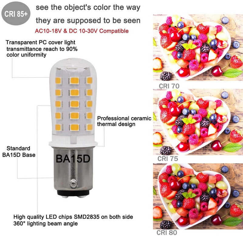 12V BA15D LED Bulb 1076 1142 1176 1004 S8 3W 300Lm 2700K Warm White,DC Bayonet Double Contact Base, RV Camper Motorhome Marine Boat Trailer Landscape Deck Step Path Light, Pack of 4 BA15D warm white