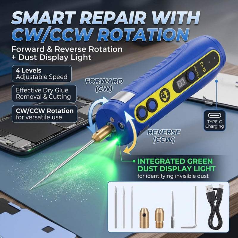 Electric Glue Removal Tool, IR13 Mobile Phone LCD Screen Hard Glue Remover 4 Levels Adjustable Electric Glue Removal Tool, Dry Glue for Mobile Phones Degumming