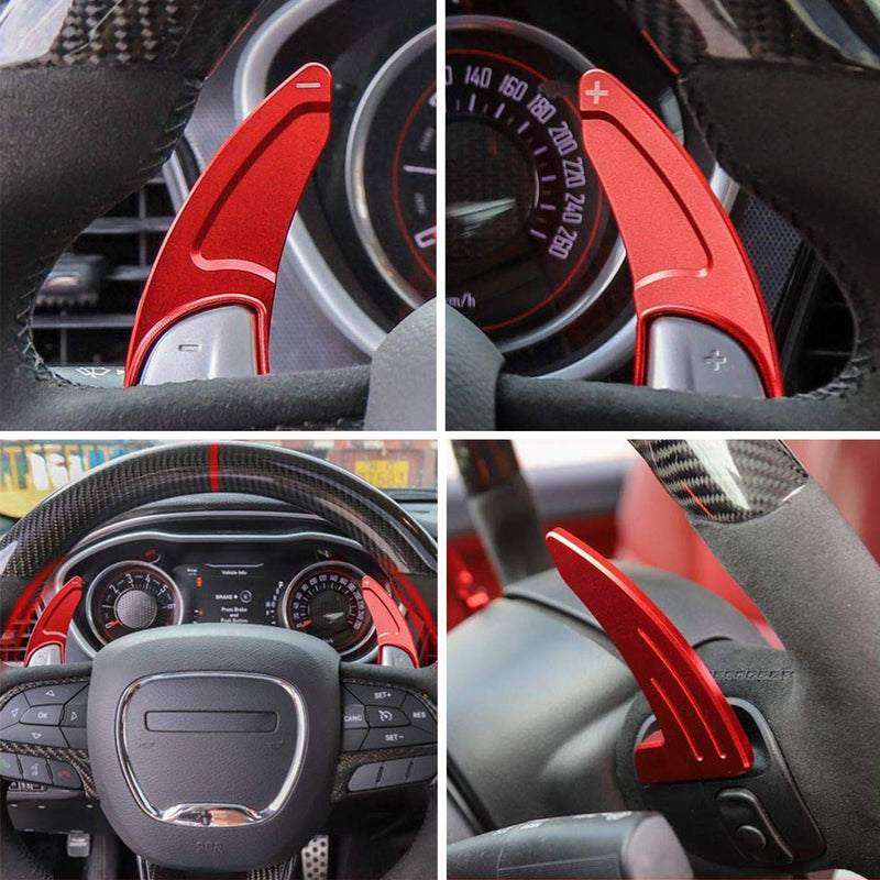 Steering Wheel Shift Paddle Extended Shifter Trim Cover for Dodge Challenger Charger Durango RT & Scat Pack 2015-2024, for Jeep Grand Cherokee 2014-2020 Interior Decoration Accessories (Red 2PCS) Red