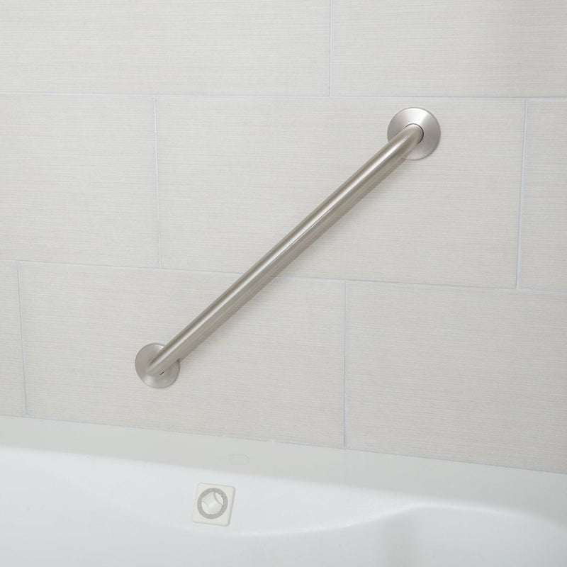 Amazon Basics Bathroom Safety Handicap Grab Bar, 16 Inch Length, 1.25 Inch Diameter, Sturdy Support, Holds up to 500LBs, ADA Compliant, Stainless Steel 1.25-Inch Diameter