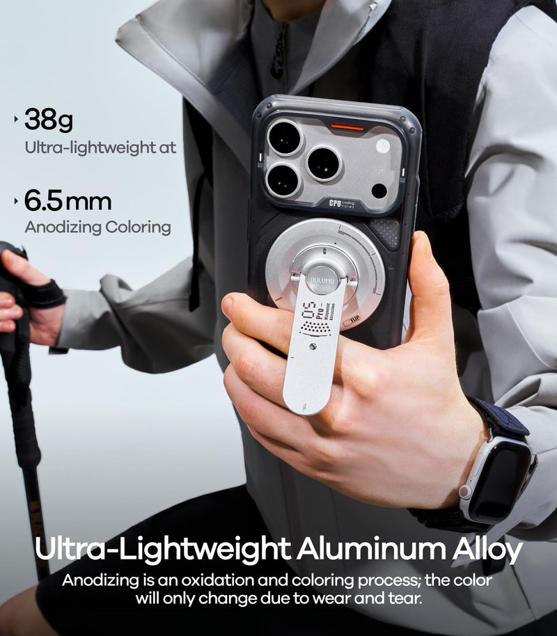 Aulumu G05 Pro Magnetic Phone Kickstand with EDC Multi-tool | Rotation Angle Adjustment | Ultra Light & Ultra Thin | with Screwdriver/Steel File/Saw Blade/SIM Ejector Pin/Utility Knife - Black