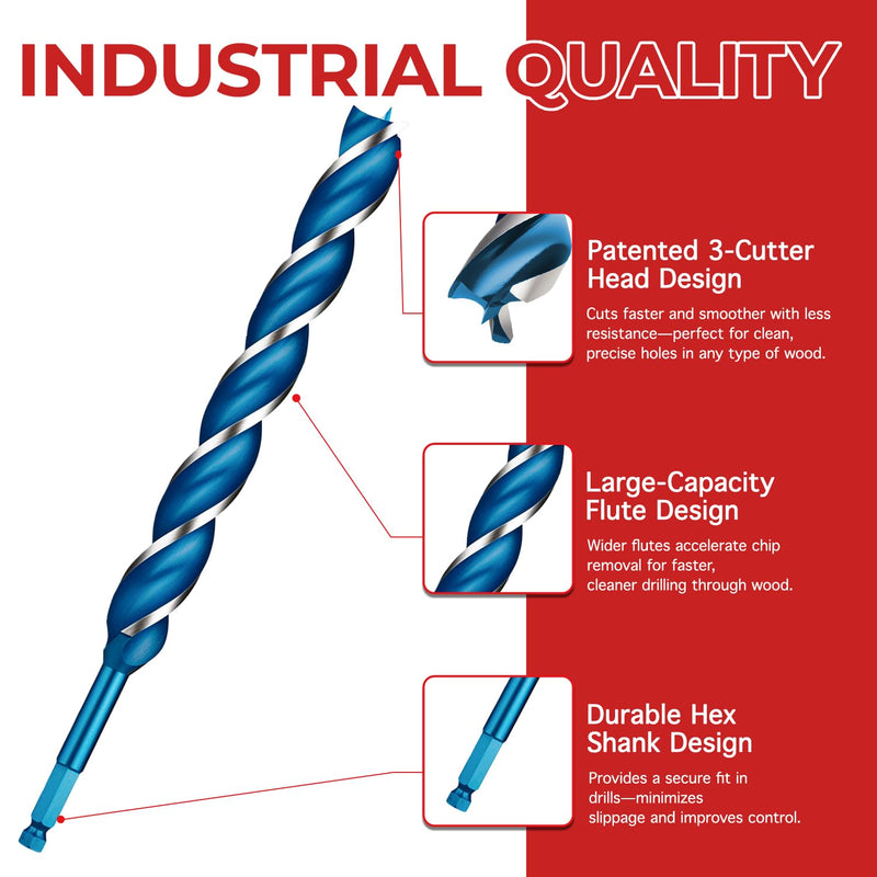 1/2" x 24" Wood Auger Drill Bit – Heavy Duty High Carbon Steel Auger Bits for Wood, Hex Shank Spiral Drill Bit for Deep and Clean Hole Drilling 1/2" x 24" Length :24 inch