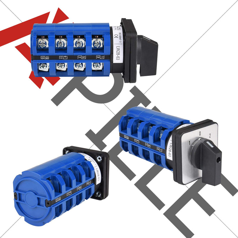 APIELE Changeover Selector Switch 63A 3 Position 16 Terminals Poles 440V Universal Rotary Cam Selector