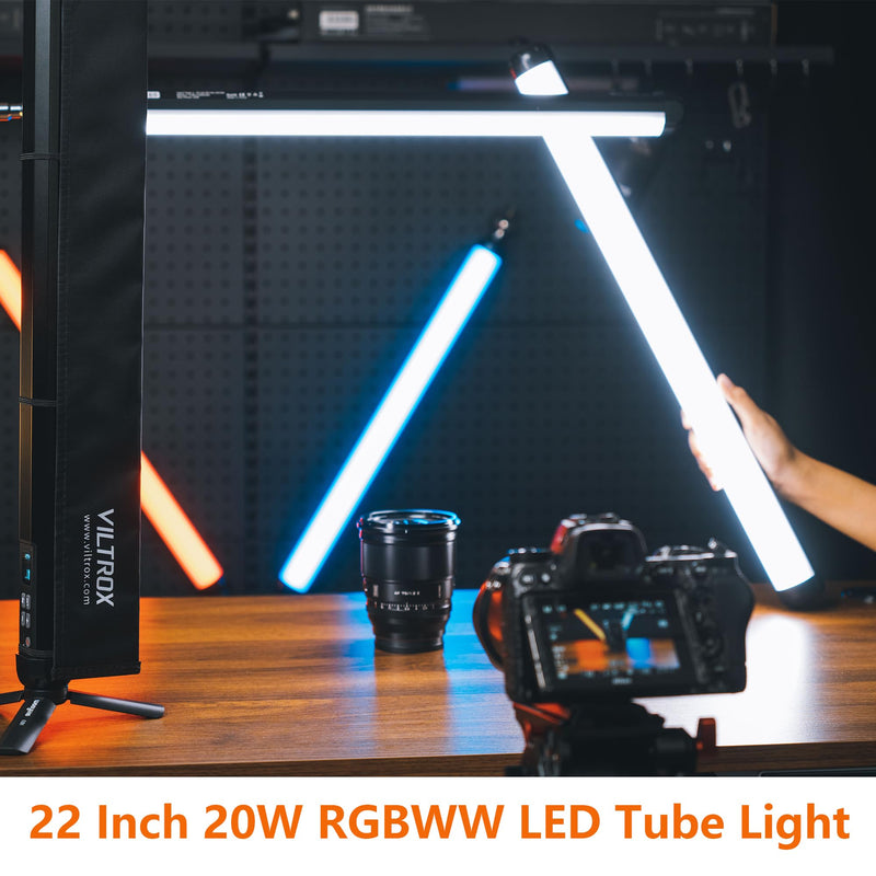 VILTROX 58cm 20W RGB Light Stick,1920LM 2500K~8500K TLCI≥97 LED Photographye Tube Light, Phone Control RGB Photo Lamp for YouTube, TikTok, Game Streaming, Party Bar (K60) Single