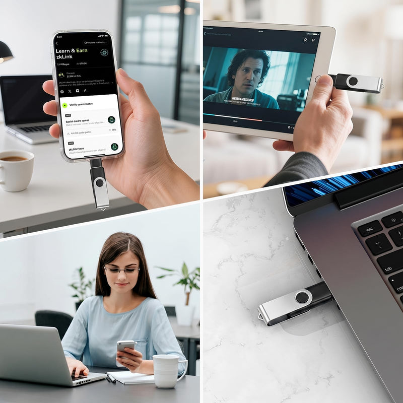 ABLAZE 128GB Flash Drive with Type C Adater, USB 2.0 Thumb Drive | USB Stick, Memory Stick, Pendrives for Smartphones/Computer/PC 1 Piece