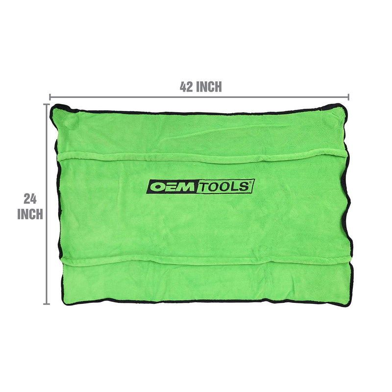 OEMTOOLS 24899 Soft Fender Cover for Mechanics, Magnetic Fender Cover Protection for Car and Truck, 42" x24” Fender Protector, Hi-Vis Green, Removable Magnets One Size