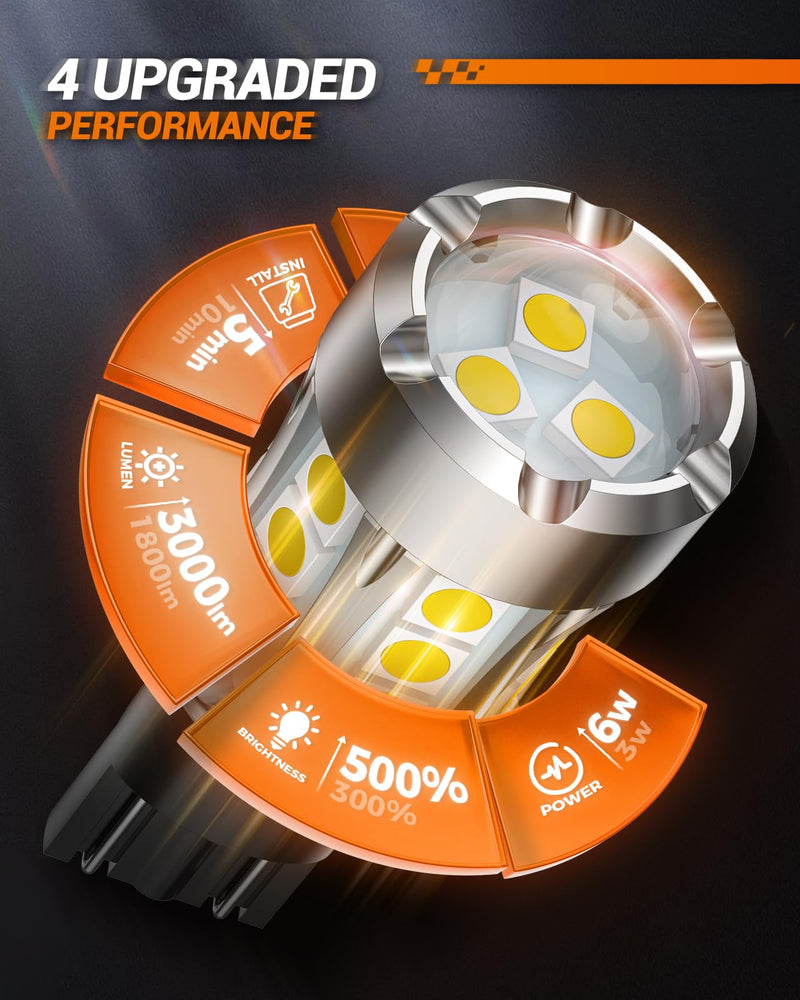 SEALIGHT 912 921 LED Bulbs for Backup Reverse Light, T15 906 904 916 W16W Light Bulbs with Projector Replacement Trunk Cargo 3rd Brake Stop Lights, 600% Brighter Xenon White Non-polarity Pack of 2 921/912 921-White