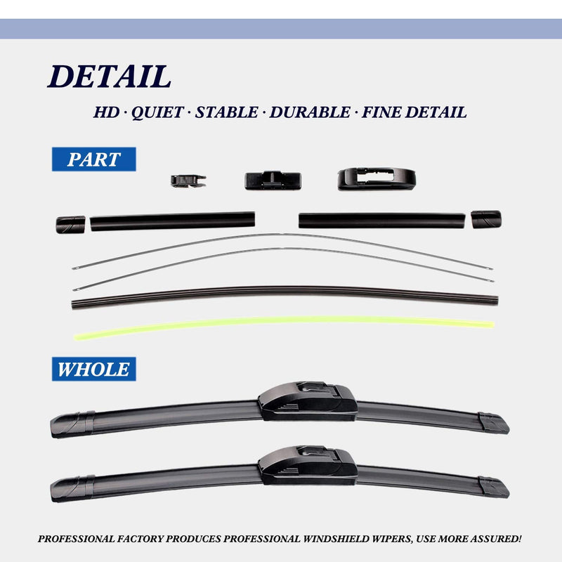 QUALITY 26in + 18in Premium All-Season Windshield Wiper Blades for Original Equipment Replacement(Set of 2) 26"+18"(Pair for Front Windshield)