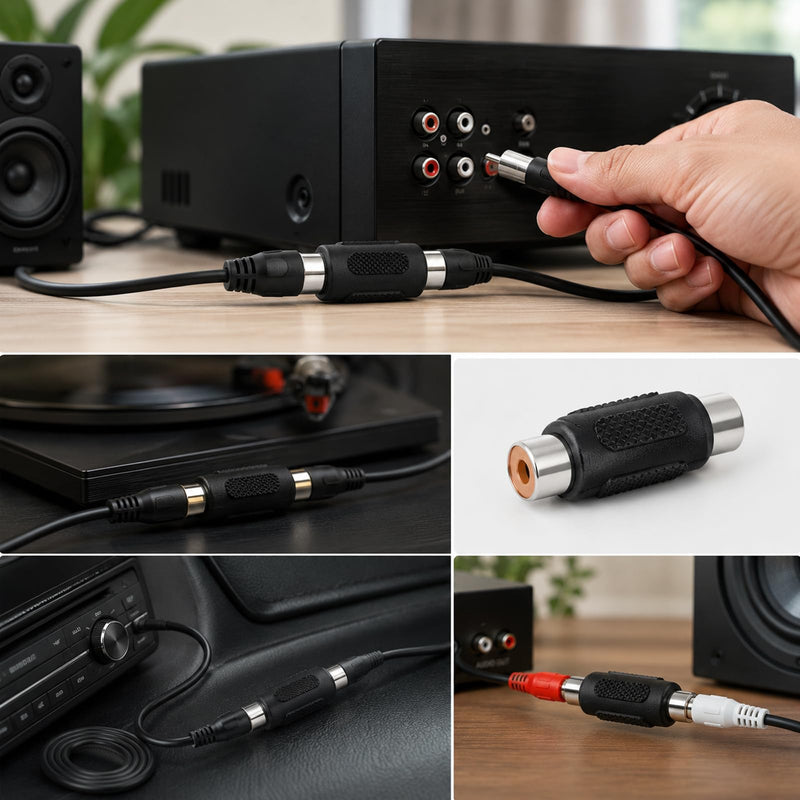 12-Pack RCA Female to Female Adapter, RCA Adapter Audio Video Connector RCA Extension Cable Adapter Coupler for TV Phono Speaker & Amplifiers