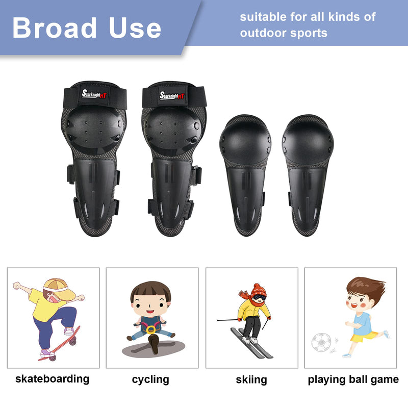 Kids Dirt Bike Elbow Knee Pads StarknightMT Protective Shin Guards Gear Set for Youth Motorcycle Motocross Mountain Biking Skateboard Skiing Skating Black 4pcs