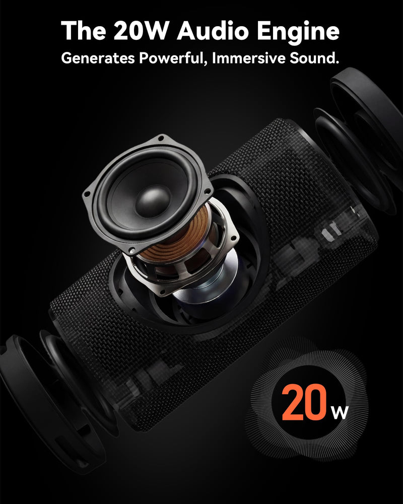 BassBloom Roar 3 Portable Bluetooth Speaker,20W Powerful Sound with JIKE Bass,IPX6 Waterproof,24H Playtime,Bluetooth 5.4,RGB Lights,Wireless TWS Pairing,Outdoor for Camping and Beach (Blue)