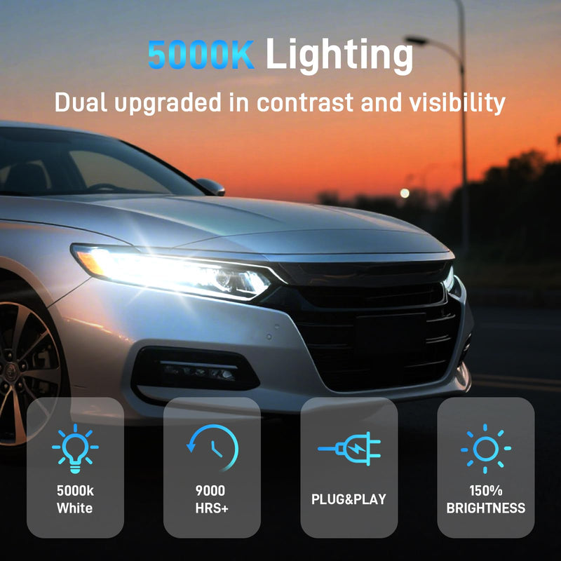 Fits for 2008-2023 Freightliner Cascadia Halogen Headlight Bulbs Combo, Ultra Bright 5000K White High Low Beam Headlight Bulbs, Plug and Play, 4 Pack