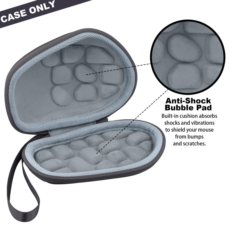 Hard Case for Logitech Signature Comfort Plus M850 L Mouse, Black | Hard EVA Shell with Anti-Shock Bubble Pad and Soft Lining Protects from Bumps and Scratches. Hand Strap Ensures Easy Carrying Black Case