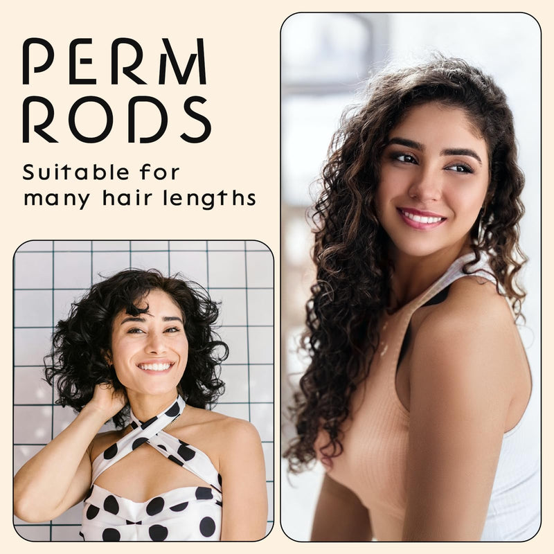 30 Pieces Medium Size Hair Curlers Rollers, 0.75 Inch Hair Rollers, Perm Rods Perm Kit, Home Perm Kits for Women with Elastic Rubber Band Non Slip Plastic for Natural Hair Long Short Hair Styling Tool